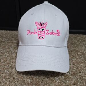 Pink Zebra White and Pink Embroidered Cap